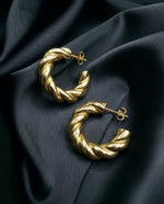 Gold Plated Half-Hoop Stud Earrings, Open Circle, 23mm