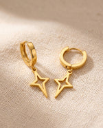 Geometric Star, Circle Cone Earrings, Modern Minimalist Gold Plated
