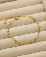 Gold Heart-Shaped Bangle Bracelet – Adjustable 18k Gold Plated
