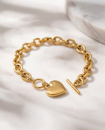 Chunky Gold Heart Chain Bracelet, Oversized Links