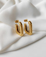 Open C Hoop Earrings, Gold Plated, Everyday Wear