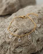Dainty Gold Round Crystal Charm Chain Bracelet