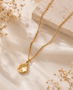 Round Domed Pendant Necklace - Gold Plated, Raised Texture