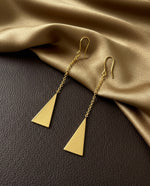 Triangle Pendant Drop Earrings, Gold Plated