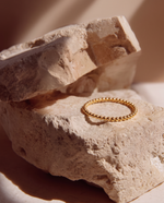 Beaded Bone Ring - Round Bead Design, Gold Plated