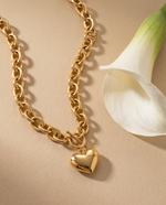Chunky Gold Plated Heart Link Necklace, Bold Statement Chain