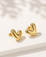Chunky Gold Plated Heart Earrings - 25 x 22 mm