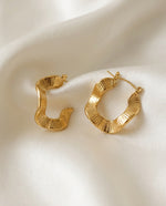 18K Gold Plated Textured Square Hoop Earrings