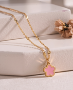 Flower & Shell Pendant Necklace, Gold Plated, Nature-Inspired