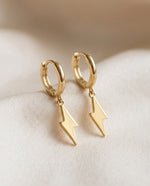 Lightning Bolt Round Dangle Earrings – Gold Plated, Statement Charm