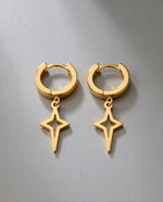 Geometric Star, Circle Cone Earrings, Modern Minimalist Gold Plated