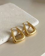 Pavé Crystal C-Curve Stud Earrings, Gold Plated