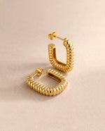 Open C Hoop Earrings, Gold Plated, Everyday Wear