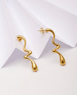 Twisted Geometric Line Earrings - Minimalist Gold Statement, 18k Gold Plated