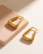 Pavé C-Curve Stud Earrings, 18k Gold Plated