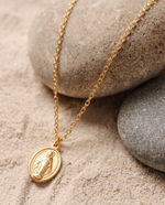Virgin Mary & Cross Necklace, Gold Plated, Religious Jewelry