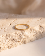 Beaded Bone Ring - Round Bead Design, Gold Plated