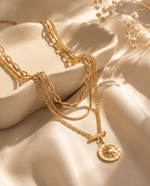 Gold Plated Link Chain Necklace, Star Charms, Statement Layered Look