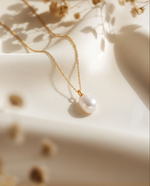White Pearl Pendant Necklace - Gold Plated, 40.5cm