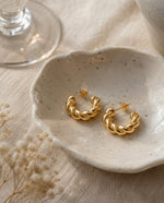 Gold Plated Half-Hoop Stud Earrings, Open Circle, 23mm