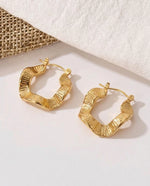 18K Gold Plated Textured Square Hoop Earrings