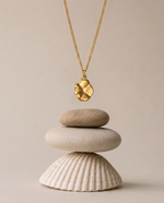 Round Domed Pendant Necklace - Gold Plated, Raised Texture