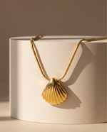 Seashell Charm Pendant Necklace, Gold Plated