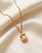 Pearl Accent Pendant Necklace, Gold Plated, Minimalist