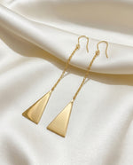 Triangle Pendant Drop Earrings, Gold Plated