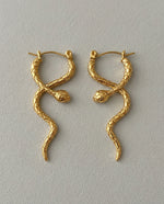 Snake Motif Gold Plated Earrings, Vintage-Inspired