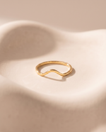Sculptural Curved Ring, Angular Pointed Edge, Gold Plated
