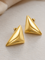 Minimalist Gold Triangle Dangle Earrings - 18k Gold Plated