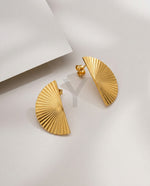 Fan Shape Gold Plated Stud Earrings