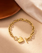 Chunky Gold Heart Chain Bracelet, Oversized Links