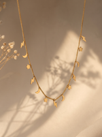 Star, Moon & Lightning Charm Necklace - Gold Plated, Celestial Design