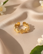 Gold Plated Shell Disc Ring - Coastal Signet Style