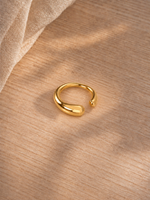 Layered Feather Shape Ring, Gold Plated, Stacked Design