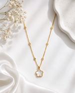 Flower & Shell Pendant Necklace, Gold Plated, Nature-Inspired