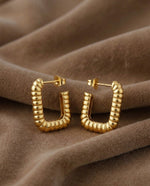 Open C Hoop Earrings, Gold Plated, Everyday Wear