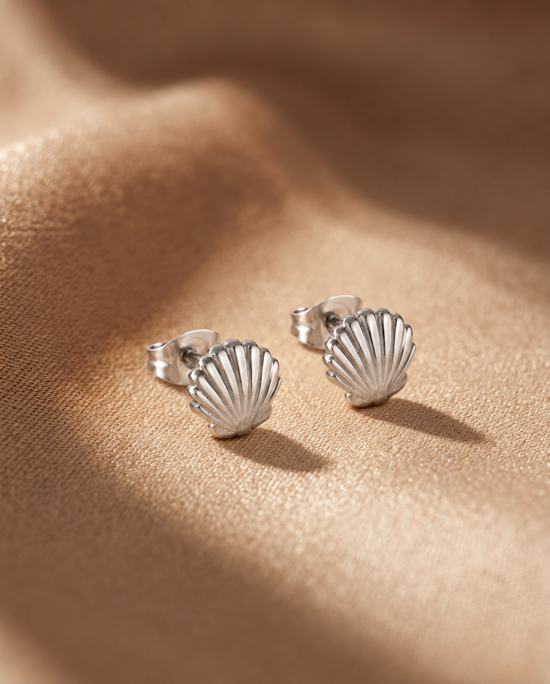 Gold Plated Shell Cut Stud Earrings