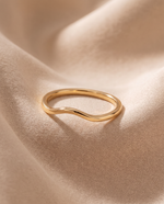 Sculptural Curved Ring, Angular Pointed Edge, Gold Plated