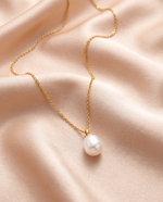 White Pearl Pendant Necklace - Gold Plated, 40.5cm