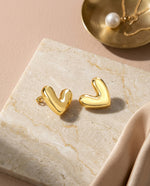 Chunky Gold Plated Heart Earrings - 25 x 22 mm
