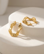 18K Gold Plated Textured Square Hoop Earrings