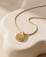 Seashell Charm Pendant Necklace, Gold Plated