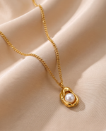 Pearl Accent Pendant Necklace, Gold Plated, Minimalist