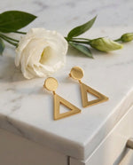 Minimalist Triangle Stud Earrings, Gold Plated