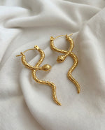 Snake Motif Gold Plated Earrings, Vintage-Inspired
