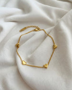 Gold Peach Heart Charm Bracelet – 18k Gold Plated