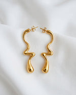 Twisted Geometric Line Earrings - Minimalist Gold Statement, 18k Gold Plated